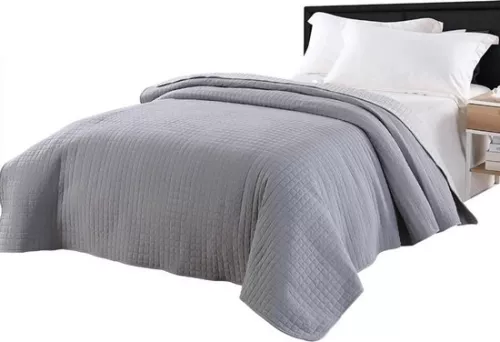 Polyester bedspread - breathable & stylish - soft and robust finish - elegant shades of gray - 240x260 cm