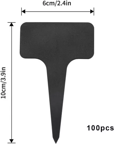 merkloos Outdoor Plant Signs - Pack of 100, Weatherproof Plastic Labels for Writing on Vegetables, Herbs and Flowers (Black) (8785322606957)