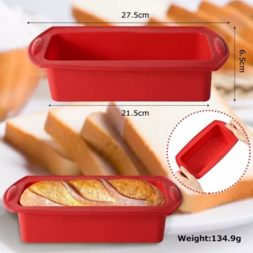 Set of 2 baking pans for baking baking pans, silicone baking pan, non-stick coating, baking pan, rectangular, for homemade bread, cake, meatloaf, brownies, 27.5 x 21.5 x 6.5 cm