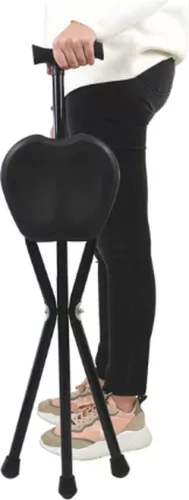 merkloos Walking Stick with Seat - Walking Stick with Seat - Walking Stick - Foldable - Walking Stick and Chair - Height 87 cm - Black (8721022416977)