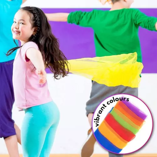 merkloos Multicolored Dance Cloths Sensory Silk Cloths for Babies - 32 Pieces - Ideal for Dance Gymnastics and Magical Accessories - 60x60cm (8785309545552)