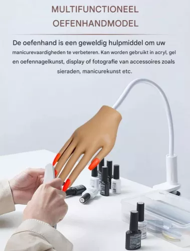 merkloos Nail Trainer - Easy to Use for Beginners - Realistic Practice Hand for Acrylic and Gel Nails - Suitable for Training and Courses - Compact Design (8721085226834)