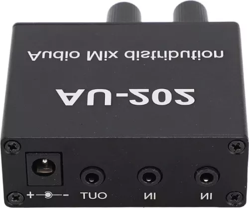 2-in-2 out Mini Audio Mixer Line Mixer - Soundboard Music Console Power Stereo with Power Adapter .