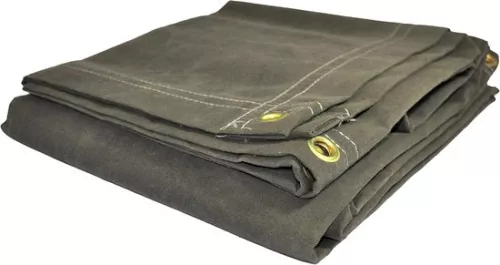 Olive Green Canvas Tarp - 8x10 Foot - Water and Mildew Resistant