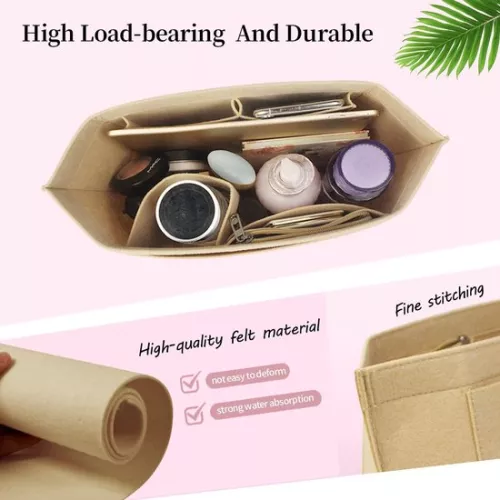 merkloos Bag Organizer for Handbag - Organizer with 8 Compartments - Beige - Felt - Large (9503971173731)