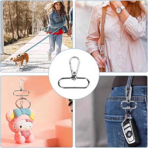 Carabiner D-rings - 20 pieces - silver - 38 mm