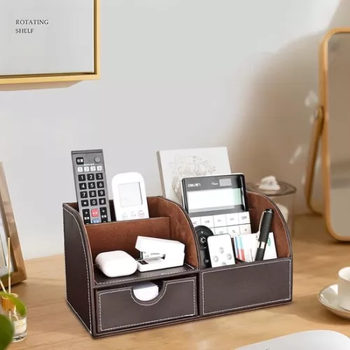 merkloos PU Leather Desk Organizer - Pen Holders for a Tidy Desk - 1 Piece - L-Brown - Durable Material (9506314613758)