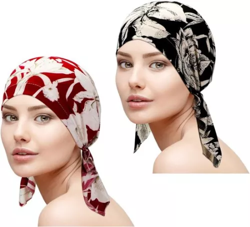 merkloos 2 Pieces Chemo Hat Turban Beanie Pre-tied Headwear for Women - Content added (8785310946799)