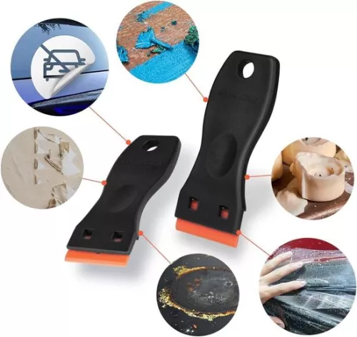 merkloos Scraper with 30 plastic blades - 2 black - for removing paint, stickers, and more. (8785306904796)