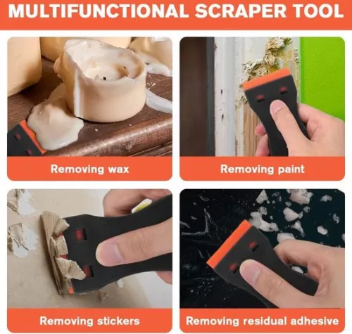 merkloos Scraper with 30 plastic blades - 2 black - for removing paint, stickers, and more. (8785306904796)