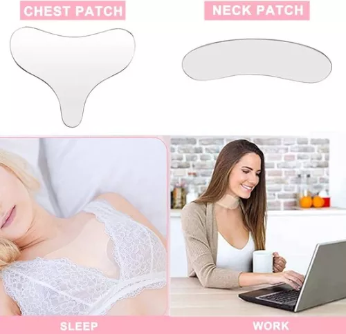 merkloos Reusable Silicone Chest Wrinkle Pads - Neck Wrinkle Patches - Forehead Pad Set - Decolleté Pad - Eye Cheek Stick - Valentine's Day Gift (6152342560514)