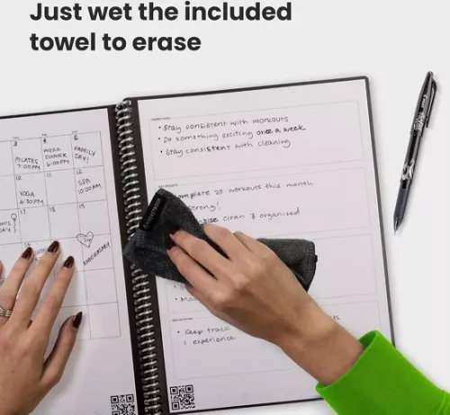 merkloos Reusable digital notebook - smart notepad A4 black - to-do list diary - weekly and monthly planner - Frixion erasable pen - office gadget - Fusion (8785303872036)