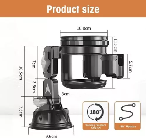 merkloos Multifunctional suction cup cup holder for car, boat, kayak, surfboard and camper with adjustable wall mount (6152328592522)