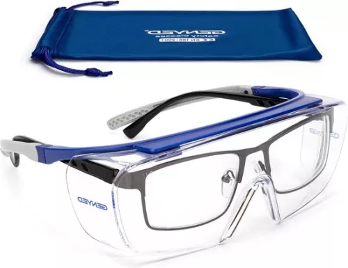 Safety Glasses Glasses Wearers CE EN166 Certified Anti-scratch Anti-fog UV400 Lenses Adjustable Temple Angle Wraparound