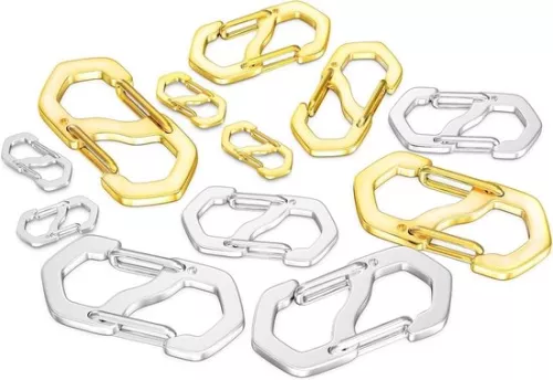 Stainless Steel Chain Clasps - 12 Pieces Bracelet Clasps - Silver Clasps for Bracelets with Mini Carabiners