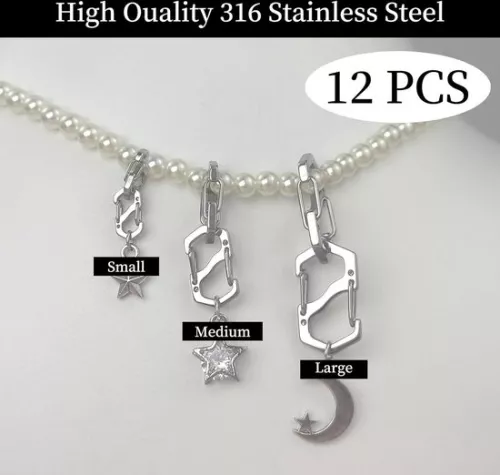 merkloos Stainless Steel Chain Clasps - 12 Pieces Bracelet Clasps - Silver Clasps for Bracelets with Mini Carabiners (8785304912557)