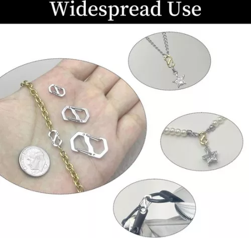 merkloos Stainless Steel Chain Clasps - 12 Pieces Bracelet Clasps - Silver Clasps for Bracelets with Mini Carabiners (8785304912557)