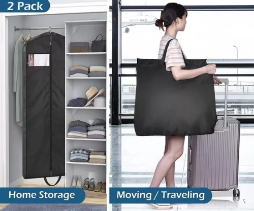 unbranded 165cm Long Dress Garment Bags for Travel Wedding Dress Garment Covers Waterproof Garment Cover Storage Hanging Clothes Protectors for Dresses, Tuxedos, Jackets, Belts, Pack of 2 (7595980330337)