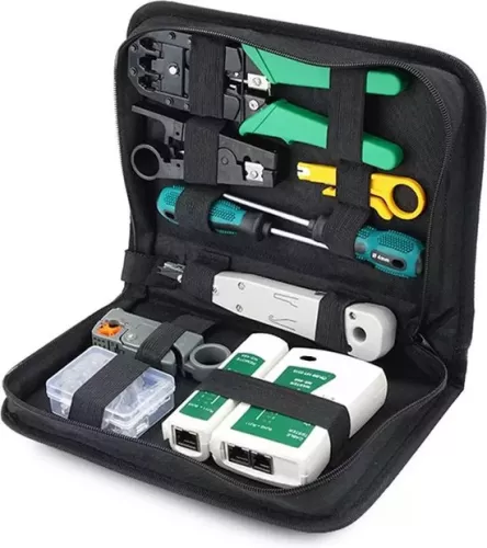PREMIUM LAN Network Tester Set - Including Case - RJ45 / RJ12 / RJ11 / CAT5 / CAT5e / Cat6 / UTP / LAN - Cable Tester with Crimping Pliers & LSA Pliers
