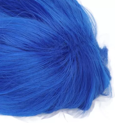 merkloos Short Fluffy Blue Anime Cosplay Party Costume Synthetic Hair Wig . (6151923685653)