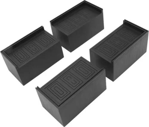 Furniture Raiser Feet - Rectangular Leg Mat - Elevated Rubber Bed Foot - Cabinet Foot Pads - Black - 3 Inch - Pack of 4 - Room Furniture - Sofa Lifts