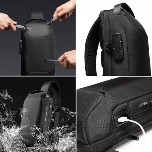merkloos Shoulder Bags - Crossbody Bag - Chest Bag - Anti-Theft & Waterproof - With USB - Women - Men - Crossbody Bag Men - Stylish and Practical Sling Bag - Crossbody Bag for Daily Use, Walking, Travel & Festivals - 33x16x9.5cm (9903226206694)