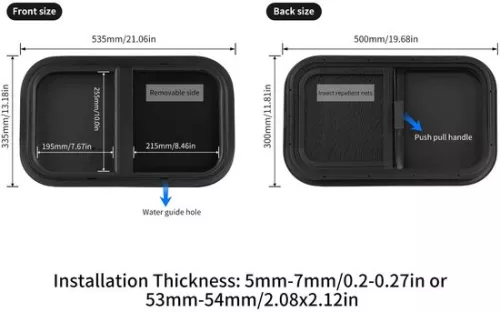 Buylin Buylin Camper window - Caravan window - Sliding window Camper - Push & Pull window - 535 x 335 mm - Horizontal or Vertical - UV-resistant & Heat-resistant (8721284121107)