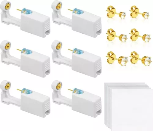Painless Disposable Ear Piercing Gun Kit - DIY, Safety, Asepsis - Includes 10 Stud Earrings