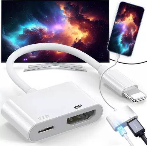 Phone 13 HDMI Adapter Full HD 1080p Plug and Play Digital AV Adapter - Video Audio Connector HDMI Cable - Screen to TV HDTV Monitor