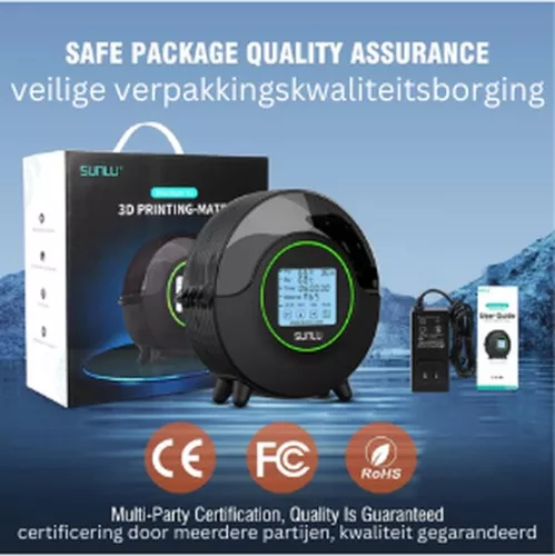 Jacer SUNLU S2 FDM 3D Printer Filament Dryer, Fast and Even Drying, Built-in Fan, 360° Heating, 4.6-inch Touchscreen, Filament Dryer (8721098680647)