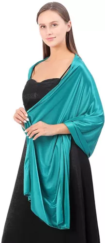 Shawl - Thin Wrap Scarf - 1 Piece - Stole - Neck Scarf - Fashion Scarf - Women's Scarf - Soft & Skin-Friendly - Long Satin Shawl Scarf - Shawls for Evening Dresses - Emerald Green - 200*70CM