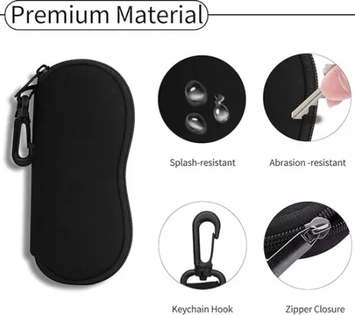 merkloos Glasses case, sunglasses soft case, with belt clip, ultralight neoprene, zipper glasses case, sunglasses bag for stylish portable travel glasses (8410900986533)