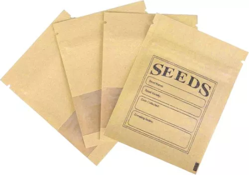 merkloos 100 Pcs Small Brown Resealable Kraft Paper Seed Packets with Clear Window Coin Envelopes Bags Ziplock for Seed Flower Storage 7x9.5cm (2.7x3.7inch) (6154124650680)