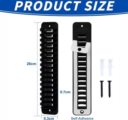 merkloos Wall-mounted hat holder - Self-adhesive hat holder for 16 hats - Black. . (8785308356043)