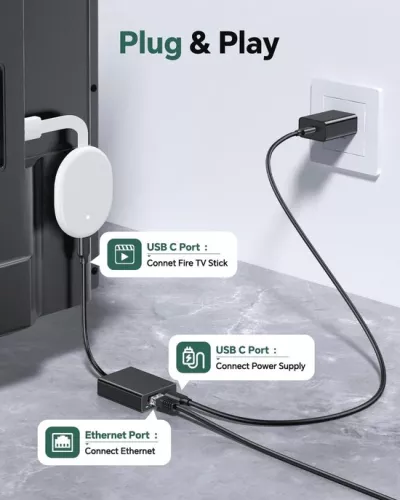 merkloos USB C to Ethernet Adapter for Chromecast and Other Devices - Stability and Speed up to 100 Mbps (6151803919946)