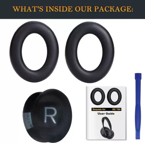 merkloos Replacement Ear Cushions for Bose 700 (nc700) Wireless Headphones, Softer Leather Noise Cancelling High Density Foam, Extra Thickness Earpads and Cushions - Black (8785322866306)