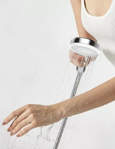merkloos Shower head with stop function - Water saving - Chrome (9506759599389)