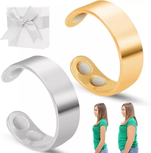 Allecto Plus - Magnetic Rings for Women - Menopause Rings - Anxiety Reduction and Weight Loss - Gift Box - Better Sleep - Set of 2 (Gold/Silver)