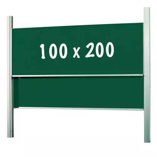 Krijtbord Deluxe Columbus - In hoogte verstelbaar - Dubbelzijdig bord - Schoolbord - Eenvoudige montage - Emaille staal - Groen - 100x200cm