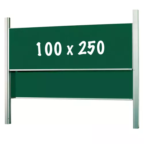 Krijtbord Deluxe Mendez - In hoogte verstelbaar - Dubbelzijdig bord - Schoolbord - Eenvoudige montage - Emaille staal - Groen - 100x250cm