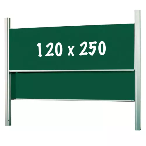 Krijtbord Deluxe Nettie - In hoogte verstelbaar - Dubbelzijdig bord - Schoolbord - Eenvoudige montage - Emaille staal - Groen - 120x250cm