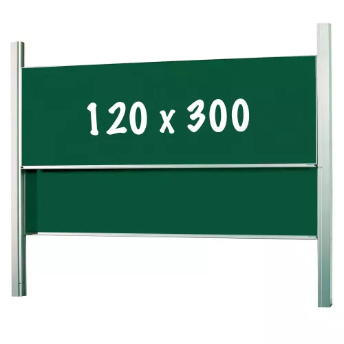Chalkboard Deluxe Elvira - Height adjustable - Double surface board - Schoolboard - Easy assembly - Enamel steel - Green - 120x300cm