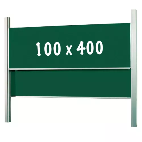 Krijtbord Deluxe Clair - In hoogte verstelbaar - Dubbelzijdig bord - Schoolbord - Eenvoudige montage - Emaille staal - Groen - 100x400cm