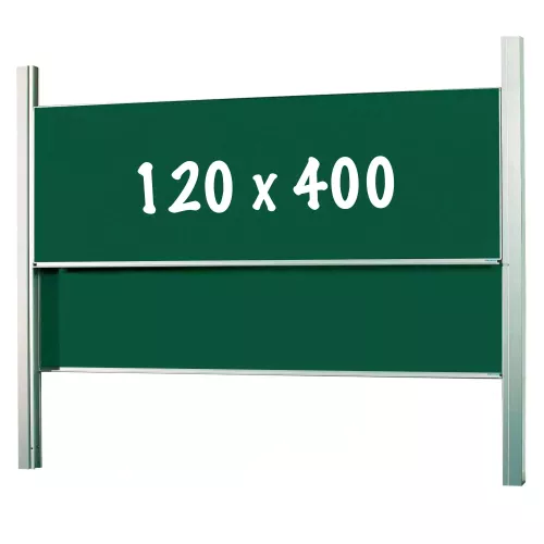 Krijtbord Deluxe Harmon - In hoogte verstelbaar - Dubbelzijdig bord - Schoolbord - Eenvoudige montage - Emaille staal - Groen - 120x400cm