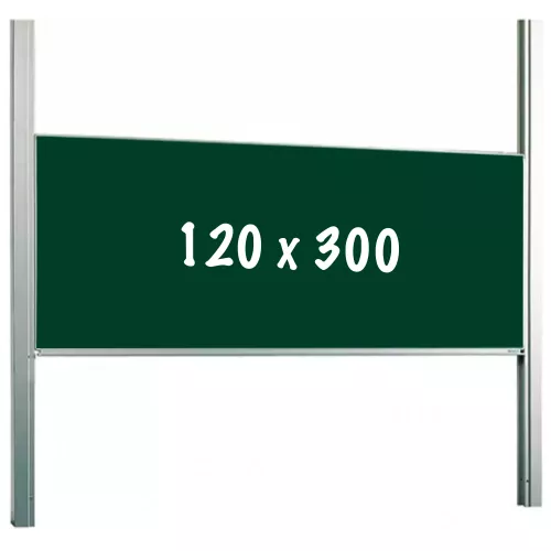 Chalkboard PRO Isaias - Height adjustable - Single-surface board - Schoolboard - Easy assembly - Enamel steel - Green - 120x300cm
