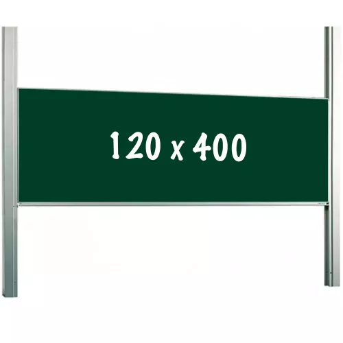Chalkboard PRO Garland - Height adjustable - Single-surface board - Schoolboard - Easy assembly - Enamel steel - Green - 120x400cm