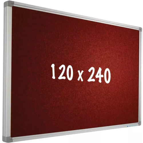 Bulletin board Camira fabric PRO Santiago - Aluminum frame - Easy assemble - Drawing pins - Red - Pinboards - 120x240cm