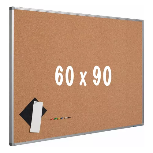 Bulletin board cork PRO Logan - Aluminum frame - Easy assemble - Drawing pins - Pinboards - 60x90cm