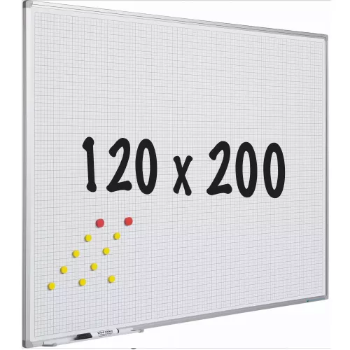 Whiteboard Deluxe Saundra - Diamonds - Enamel steel - Weekly planner - Monthly planner - Yearly planner - Magnetic - White - 120x200cm