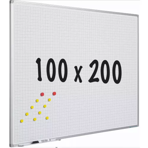 Whiteboard Deluxe Cordell - Diamonds - Enamel steel - Weekly planner - Monthly planner - Yearly planner - Magnetic - White - 100x200cm